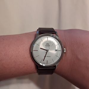 orient automatic men's brown watch genuine leather